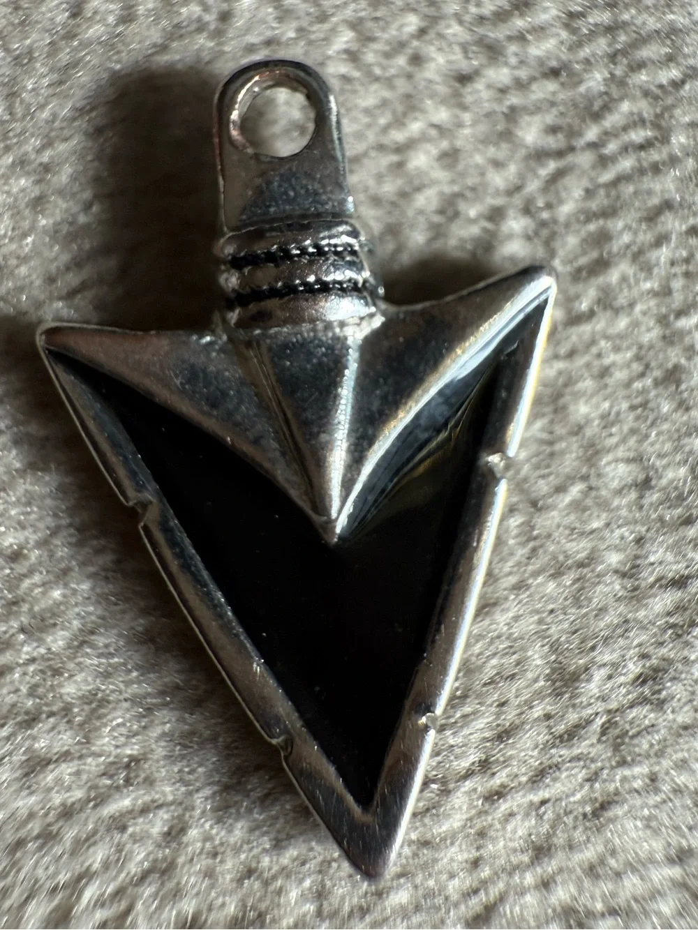 Men's Black Arrowhead Pendant Necklace - Silver Metal